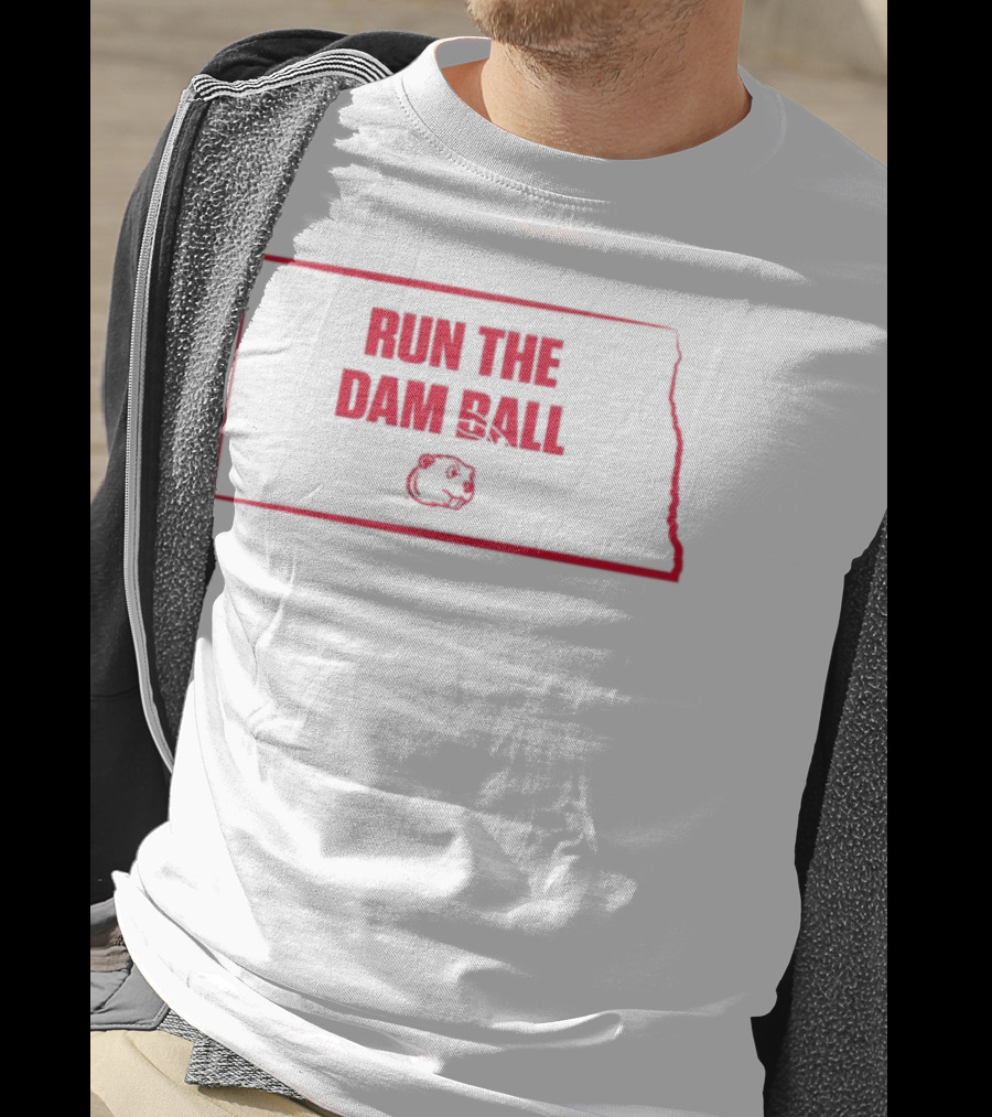 Run The Damn Ball North Dakota Map Beavers Football T-Shirt