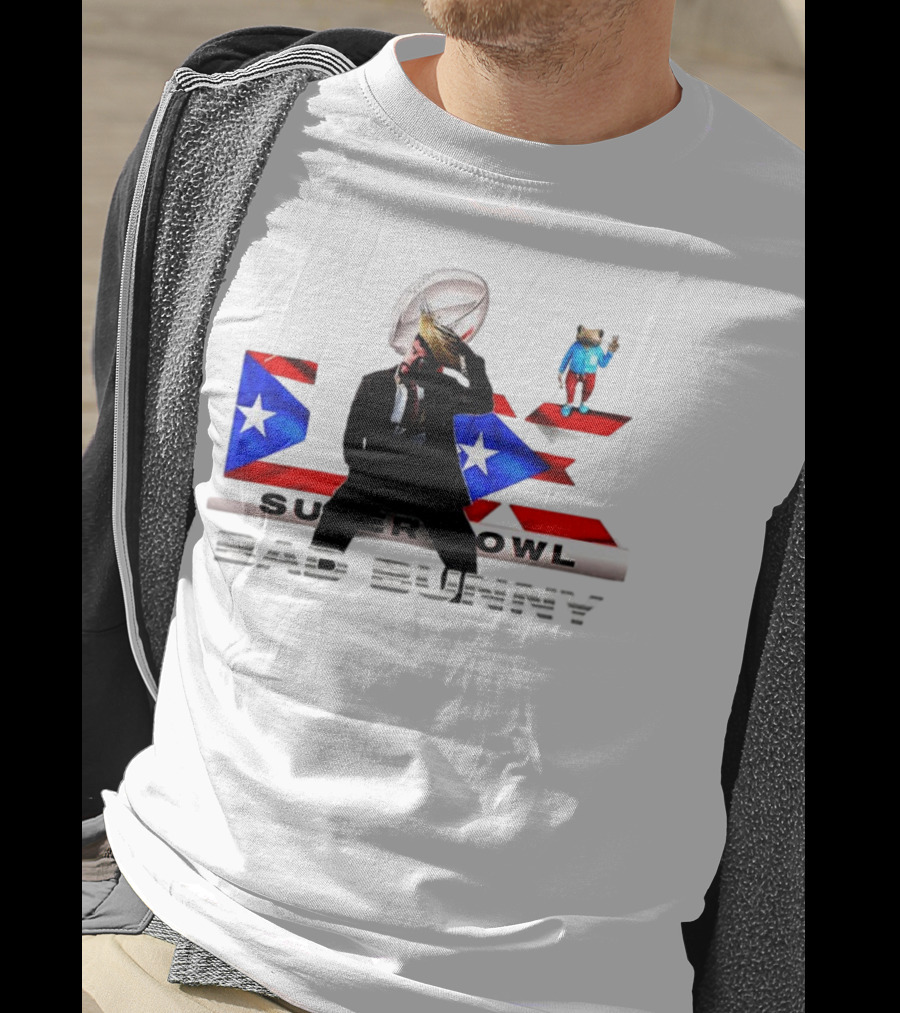 Bad Bunny Super Bowl Halftime 2026 Puerto Rico Flag Iconic Performance T-Shirt