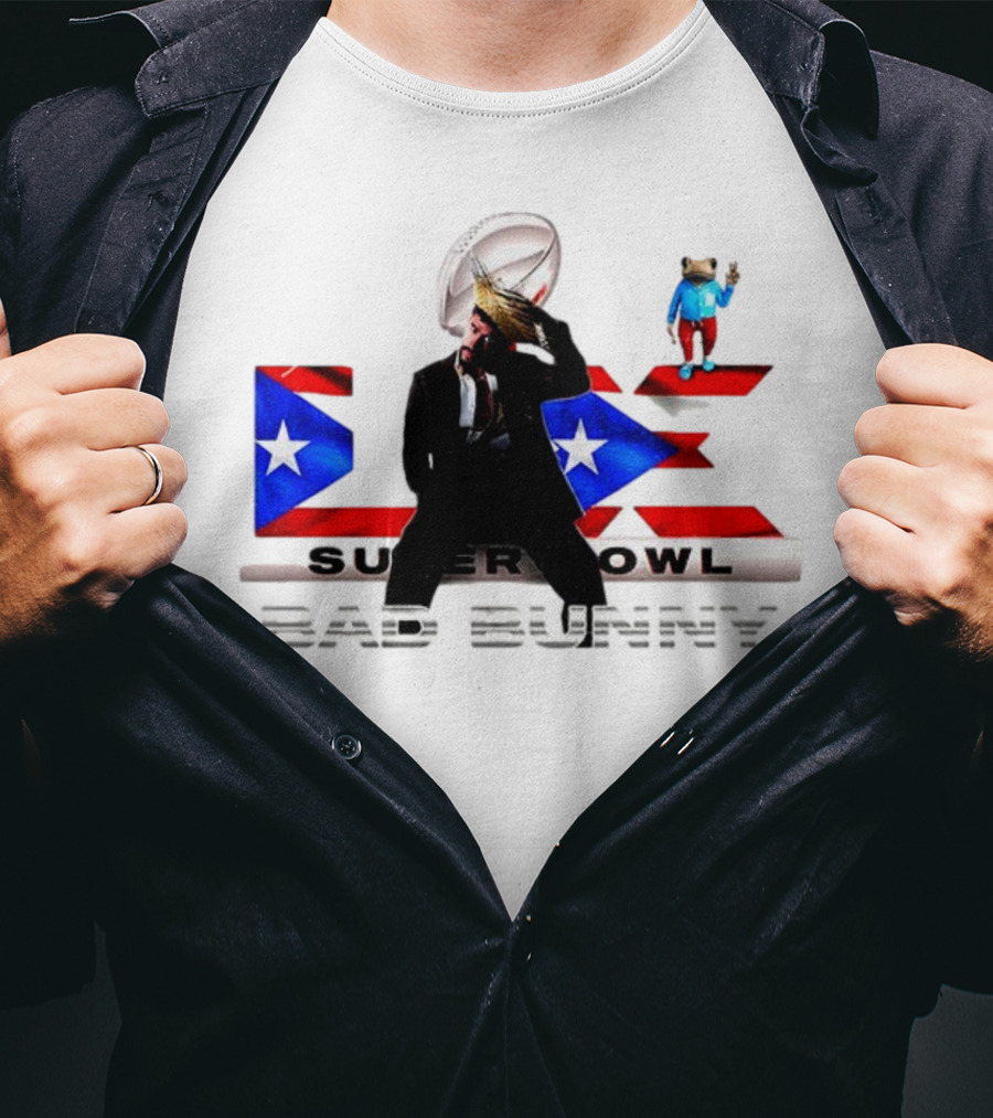 Bad Bunny Super Bowl Halftime 2026 Puerto Rico Flag Iconic Performance T-Shirt