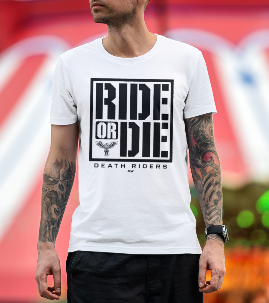 Death Riders Ride Or Die Skeleton Biker Gang AEW T-Shirt