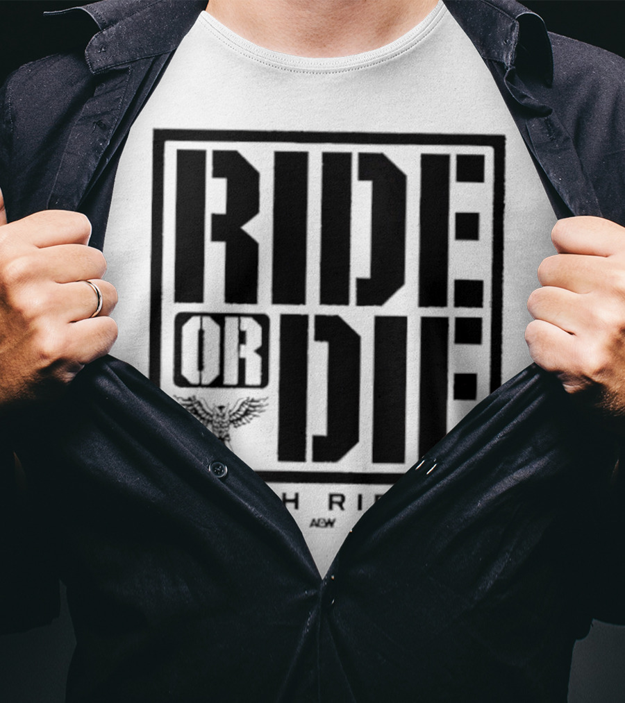 Death Riders Ride Or Die Skeleton Biker Gang AEW T-Shirt