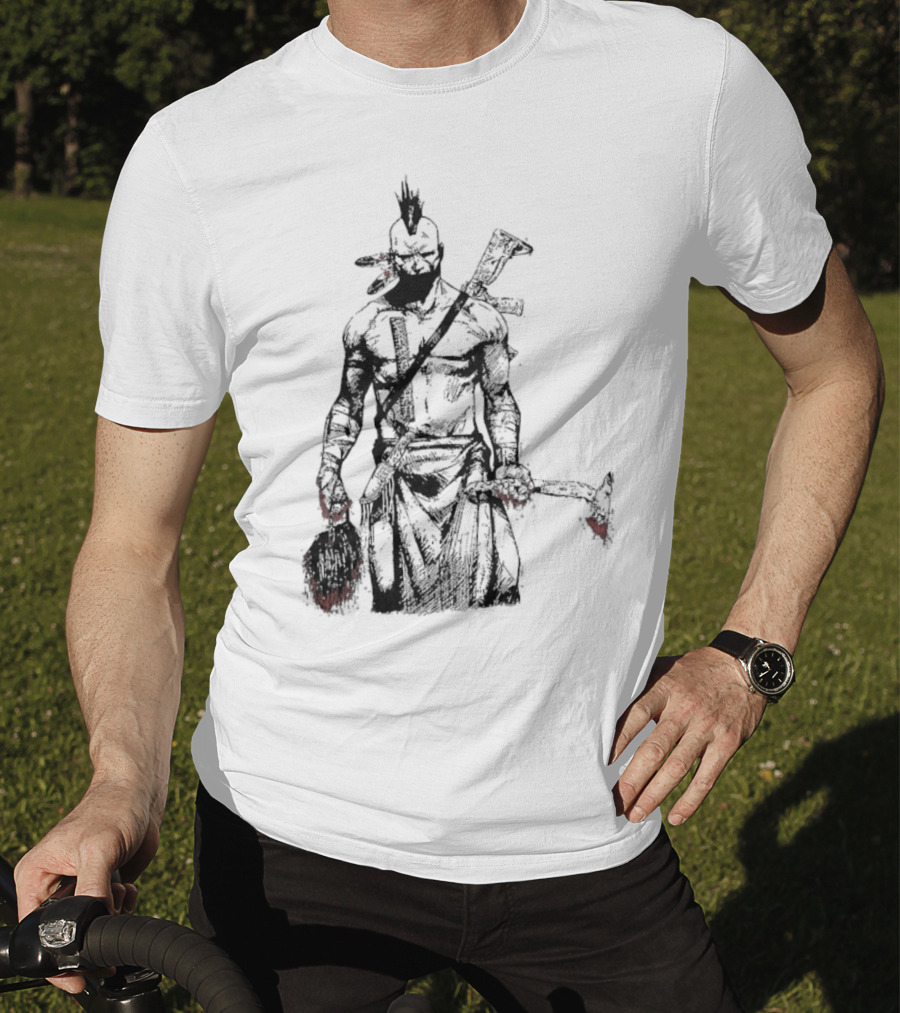 Half Face Blades Scalper Axe Warrior Style T-Shirt