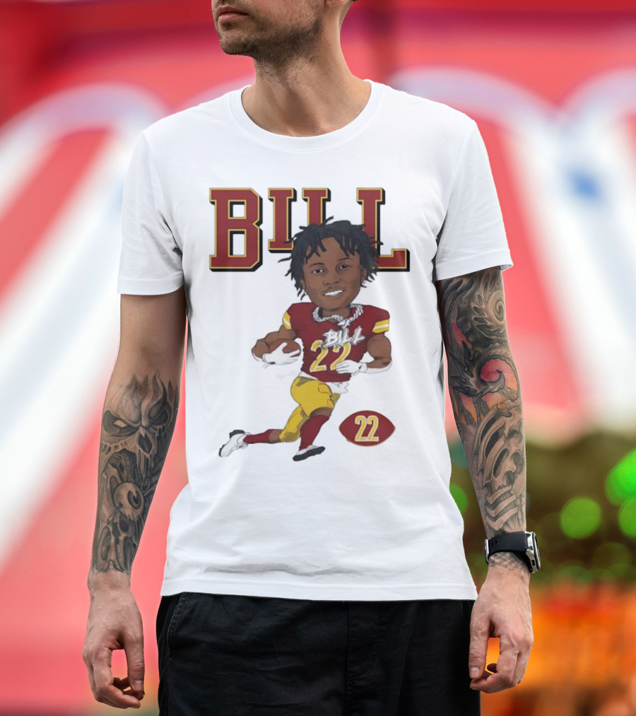Jacory Bill Croskey Merritt Number 22 Football Player Illustration T-Shirt