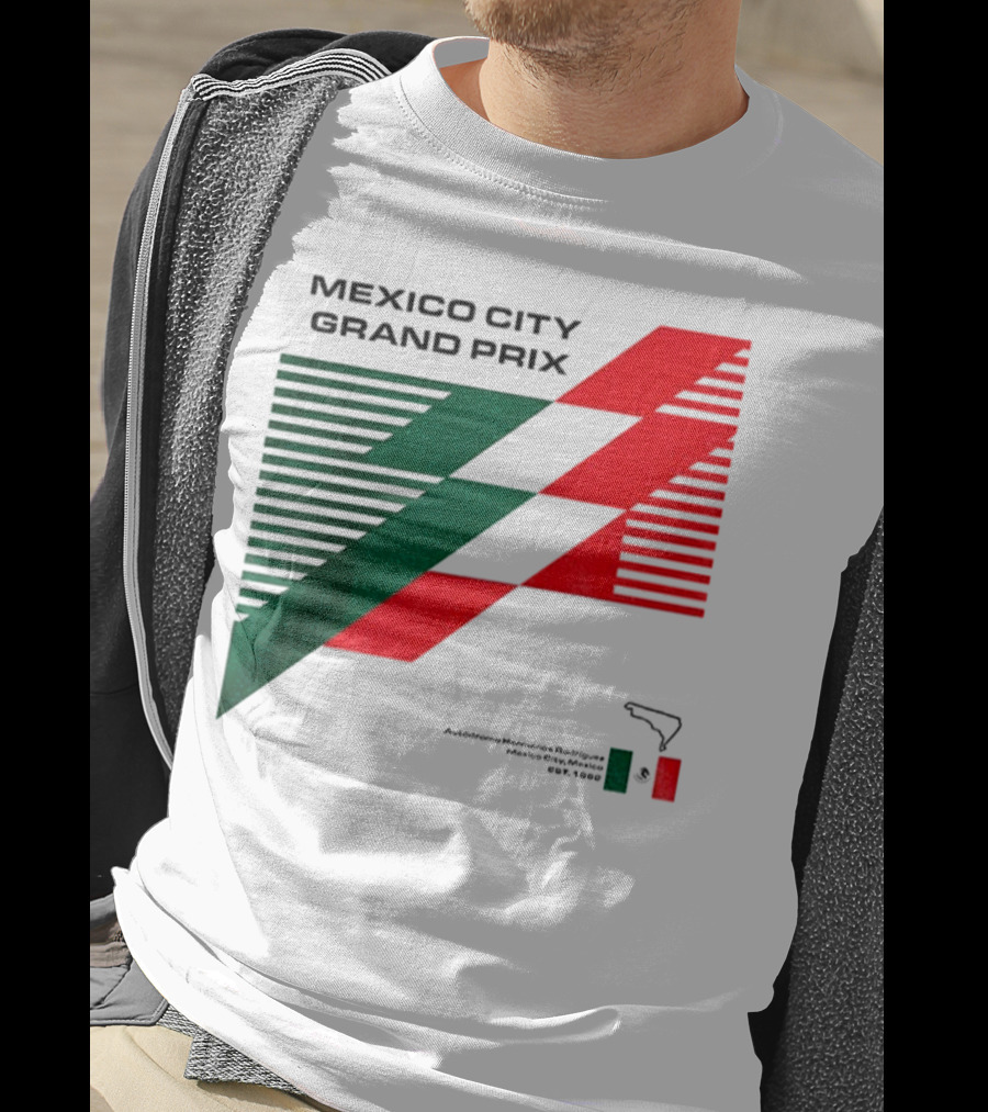 Mexico City Grand Prix Racing Stripes Emblem Green Red Flag T-Shirt