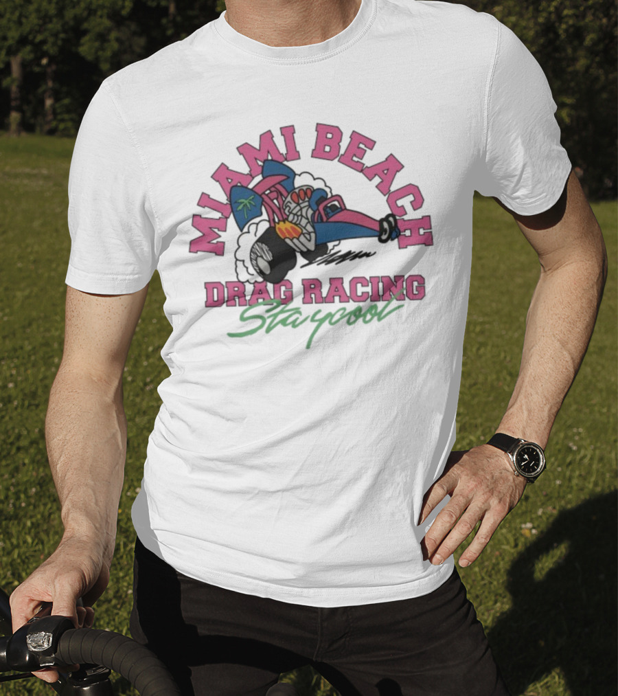 Miami Beach Drag Racing Staycool Racing Imagery T-Shirt