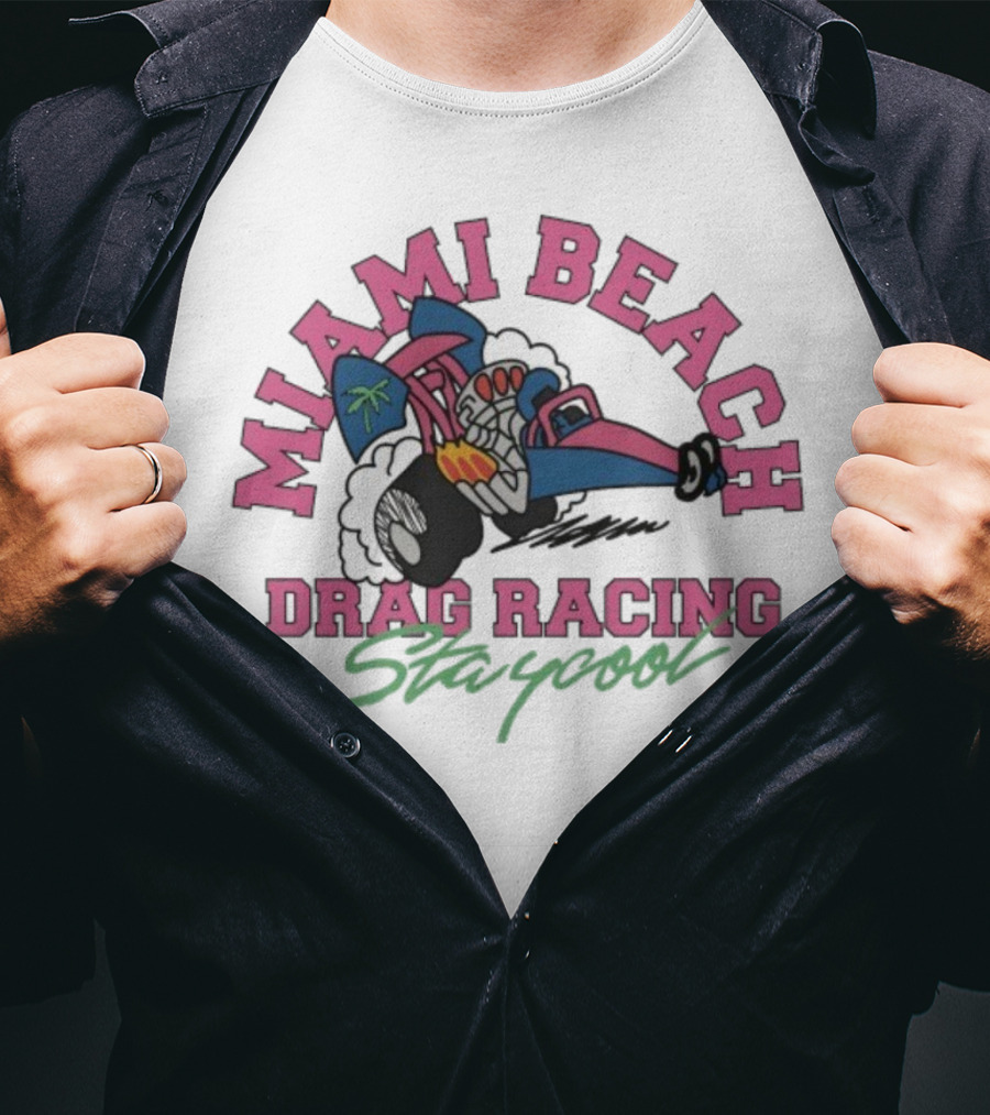 Miami Beach Drag Racing Staycool Racing Imagery T-Shirt