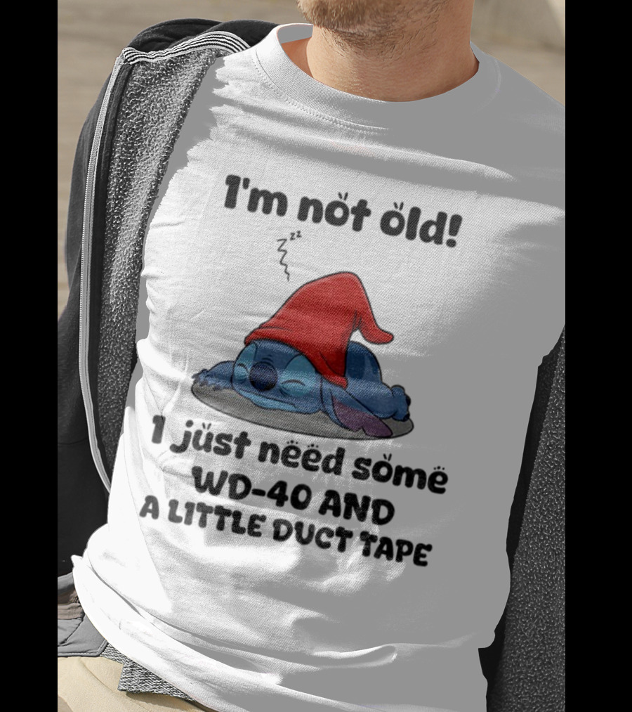 Stitch Sleepy Time WD-40 Duct Tape Humor T-Shirt