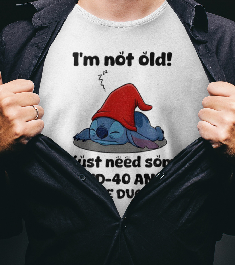 Stitch Sleepy Time WD-40 Duct Tape Humor T-Shirt