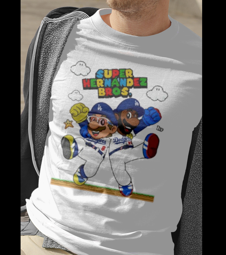 Super Hernández Bros Teoscar Kiké Let’s Go Dodgers Mario X Los Angeles Dodgers T-Shirt