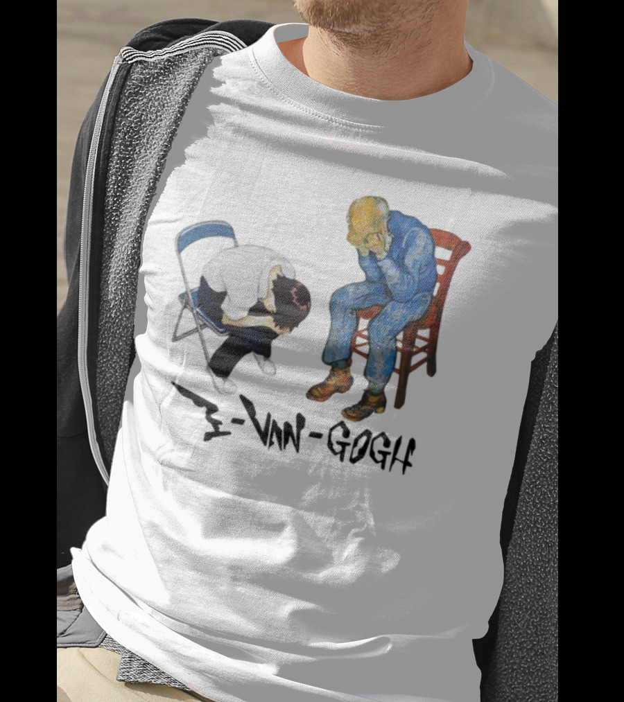 Evangogh Sadness Embrace Blue Figure Art Crossover T-Shirt