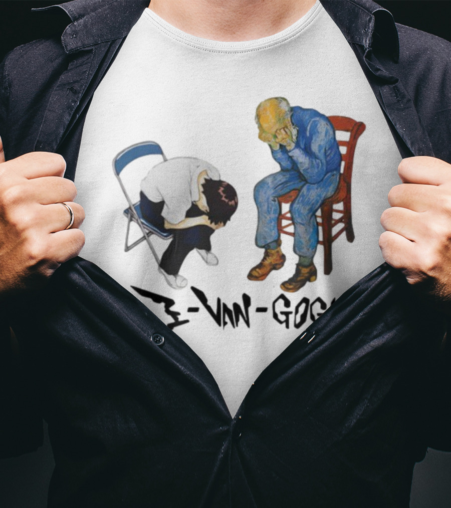 Evangogh Sadness Embrace Blue Figure Art Crossover T-Shirt
