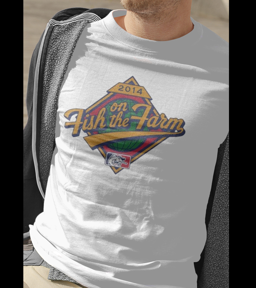 2014 Fish On The Farm Baseball With Global Earth And Whale Symbol T-Shirt