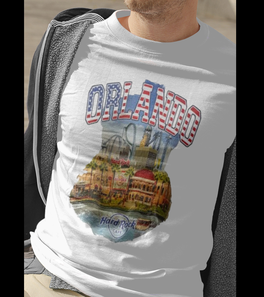 Hard Rock Cafe Orlando American Flag Skyline Roller T-Shirt