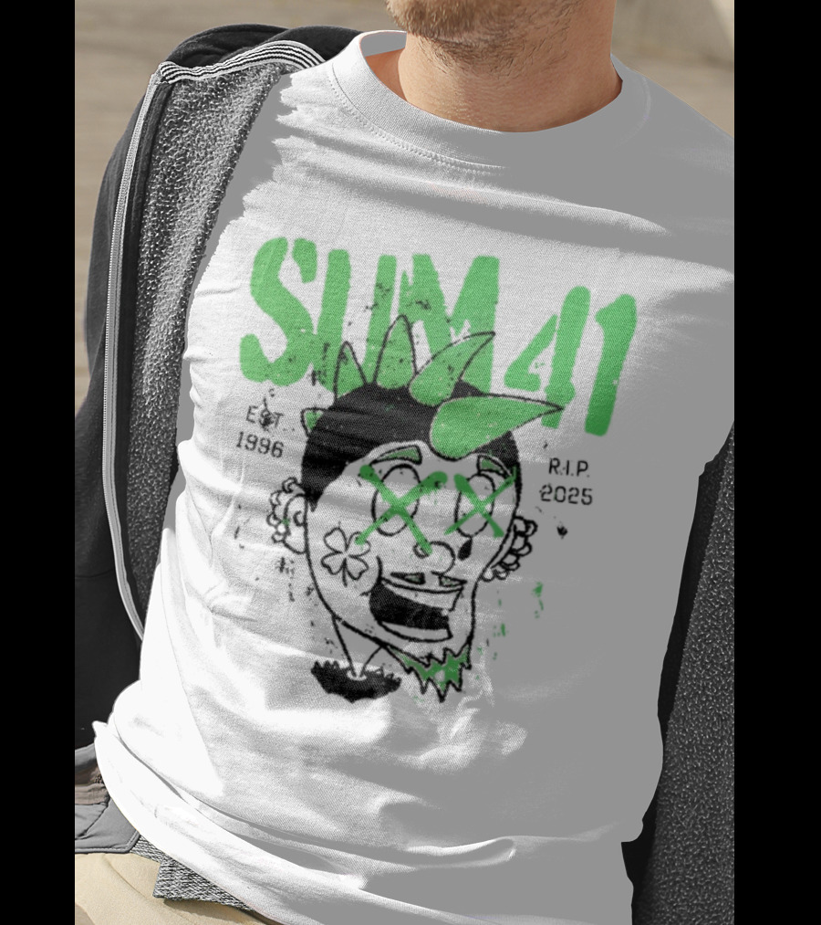 Sum41 St Patrick's Day Punk Skull Green Spikes T-Shirt