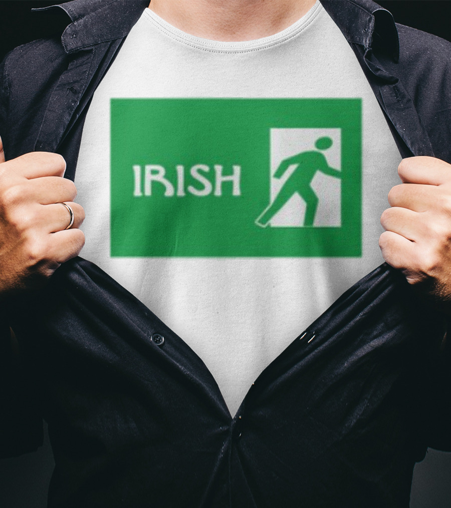 Emotionalclub Irish Exit Green Emergency Sign Style T-Shirt