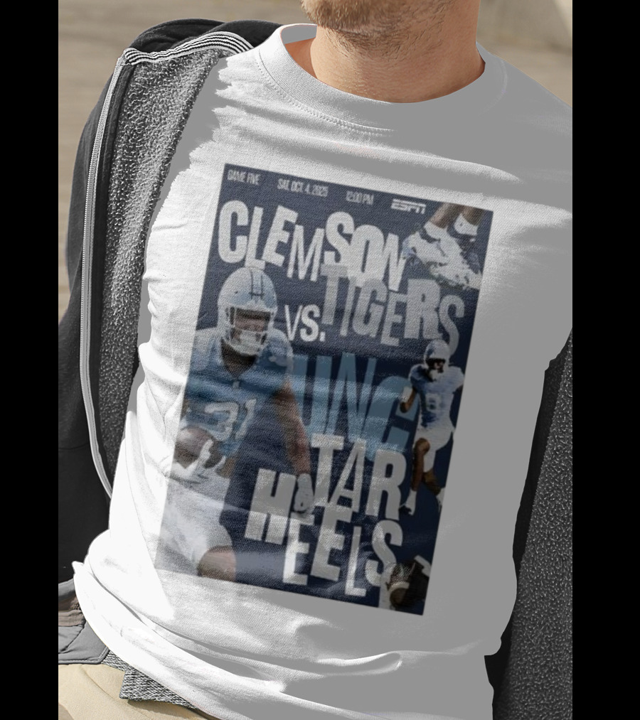 Clemson Tigers Vs UNC Tar Heels ESPN Game Five October 4 2025 Football T-Shirt