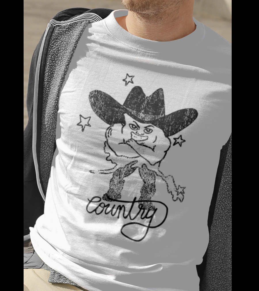 Weird Guy Cowboy With Guitar Retro Style T-Shirt