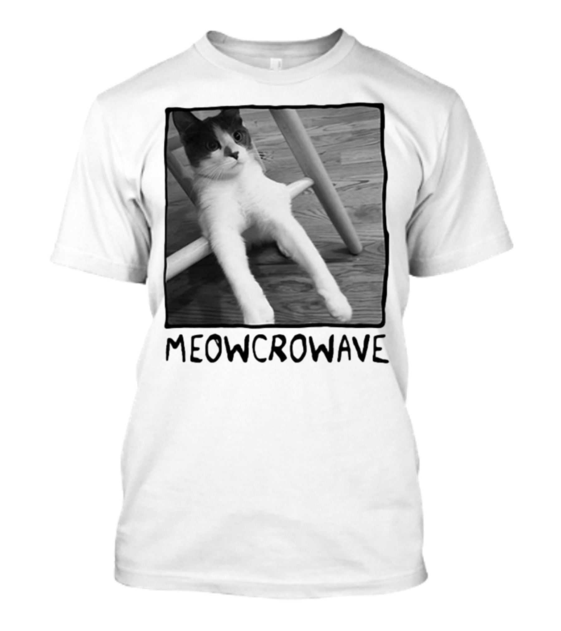 Meowcrowave Cat Humor With Cute Black And White Cat Image T-Shirt
