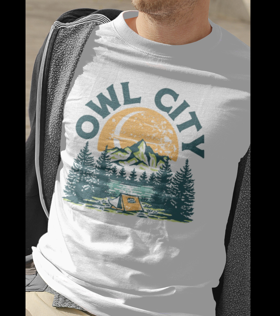 Owl City Mountains Camping Under Moon St. Patrick's Day T-Shirt