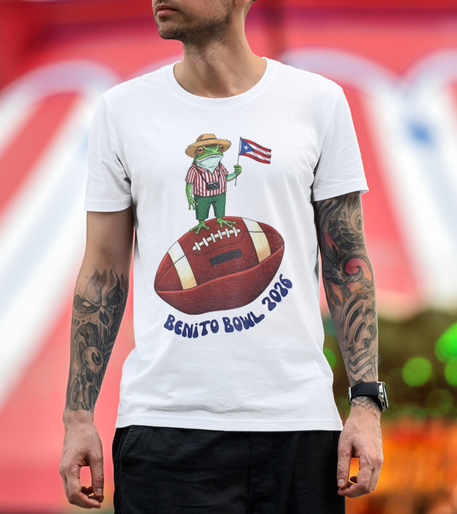 Bad Bunny Puerto Rico Frog Flag Benito Bowl 2026 Football T-Shirt