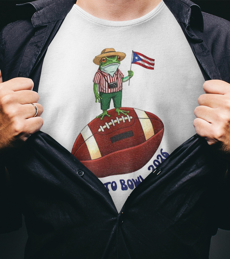 Bad Bunny Puerto Rico Frog Flag Benito Bowl 2026 Football T-Shirt