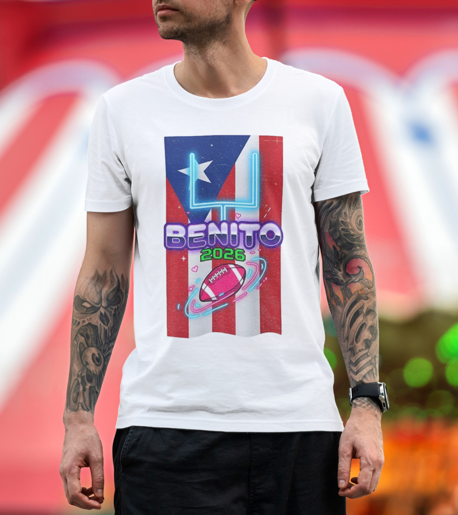 Benito 2026 Bad Bunny Super Bowl Halftime Show Fan Football Puerto Rico Flag T-Shirt