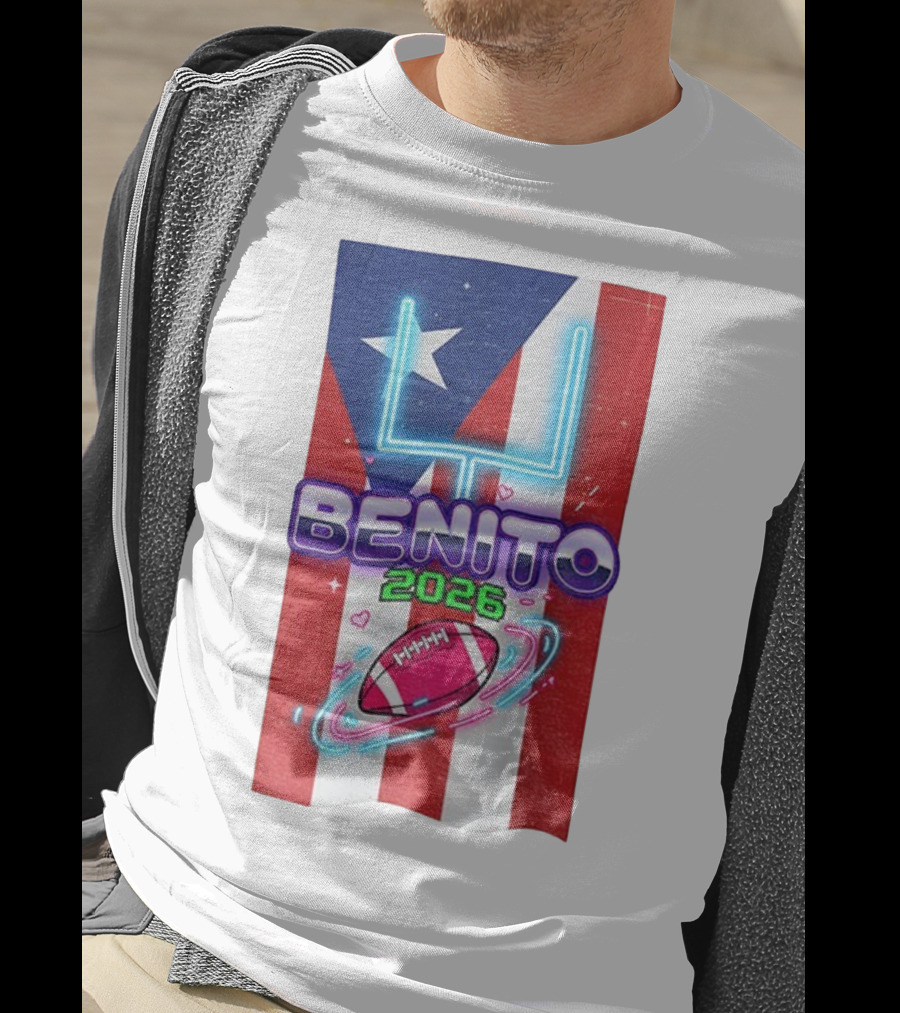 Benito 2026 Bad Bunny Super Bowl Halftime Show Fan Football Puerto Rico Flag T-Shirt
