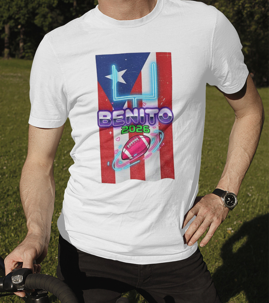 Benito 2026 Bad Bunny Super Bowl Halftime Show Fan Football Puerto Rico Flag T-Shirt