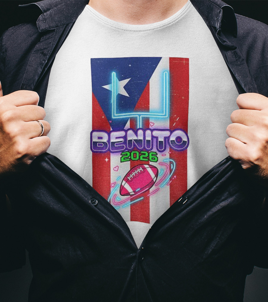 Benito 2026 Bad Bunny Super Bowl Halftime Show Fan Football Puerto Rico Flag T-Shirt