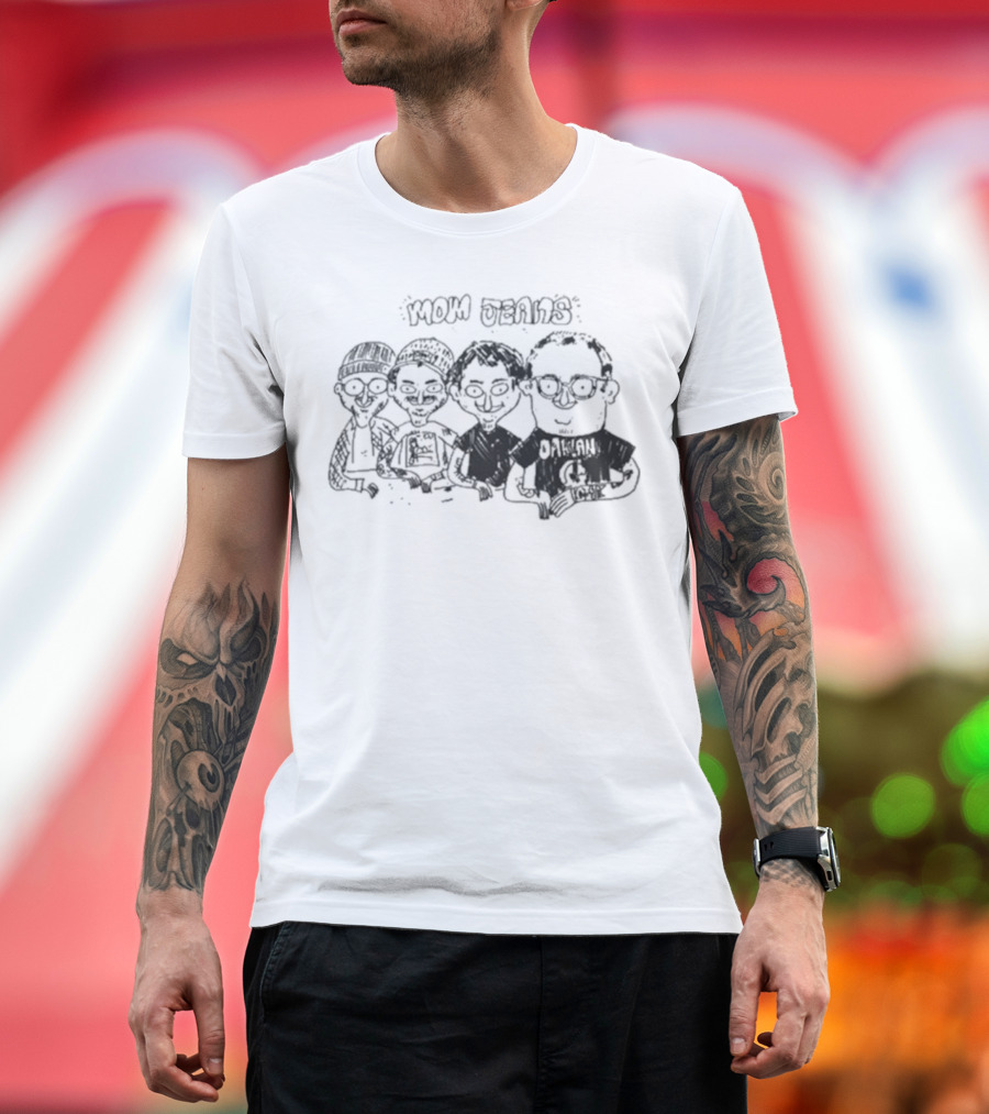 Mom Jeans Band Cartoon Drawing T-Shirt