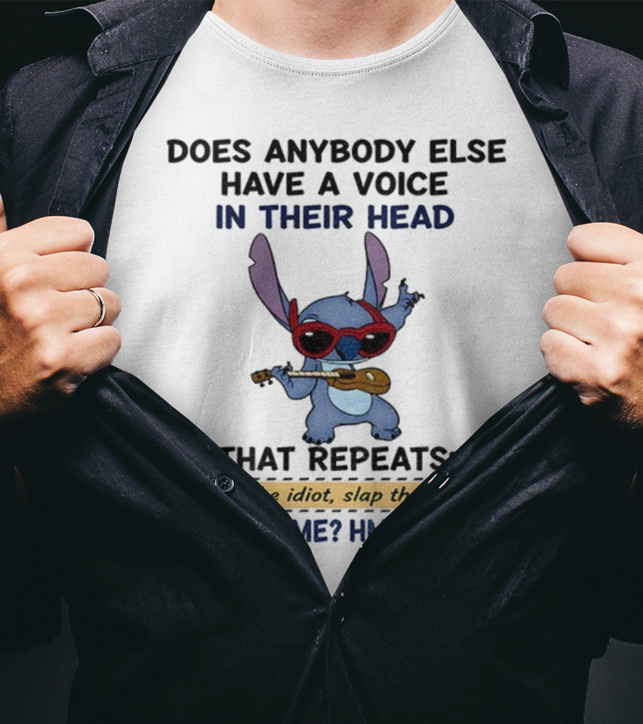Does Anybody Else Have A Voice In Their Head That Repeats Slap The Idiot Not Just Me Hmm Odd Stitch With Guitar And Glasses T-Shirt
