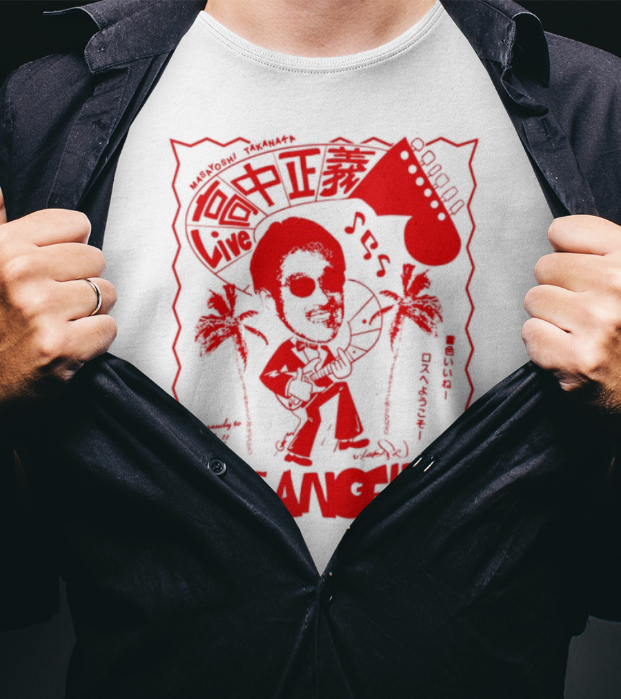 Masayoshi Takanaka Los Angeles Cartoon Guitar Palms T-Shirt