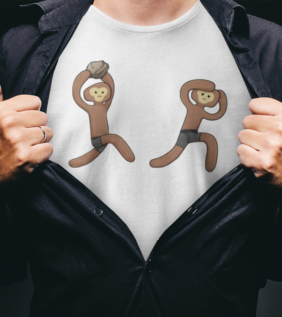 Monke's First Kill Vintage Caveman Meme Humor T-Shirt