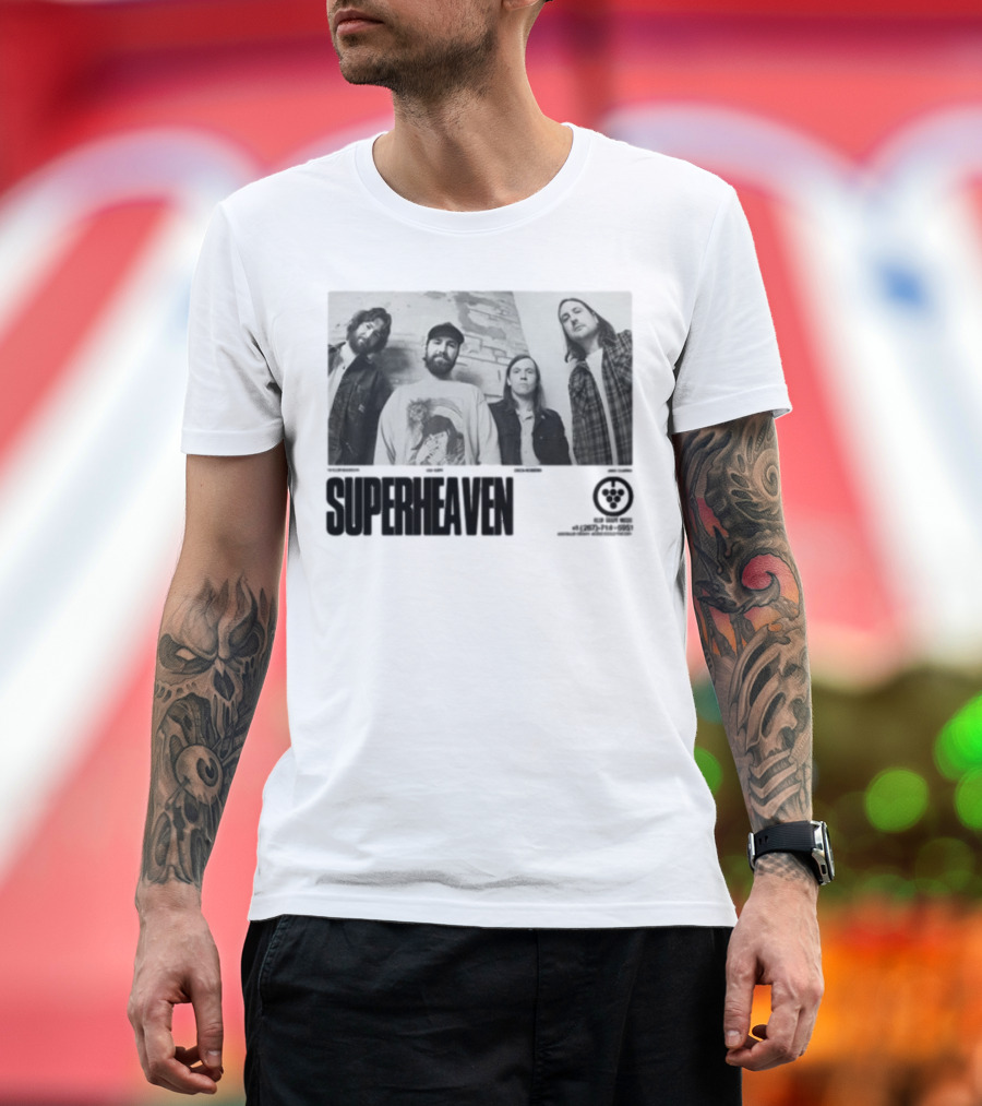 Superheaven Run For Cover Records Band Promo Vintage Black and White T-Shirt