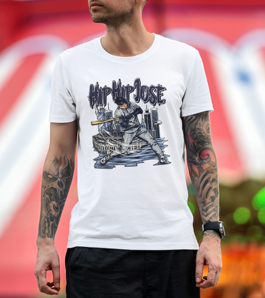 Hip Hip Jose New York Yankees Statue Of Liberty Baseball Player Comic Style T-Shirt