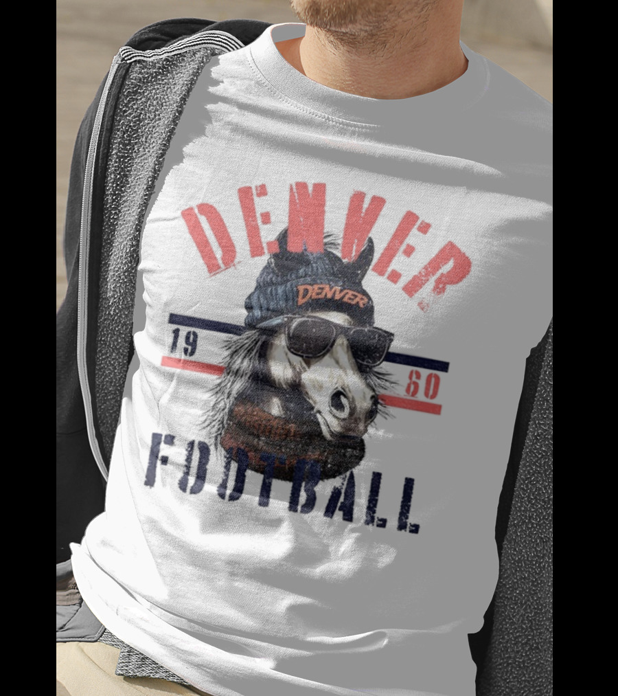 Denver Broncos Football Horse With Sunglasses And Beanie Est 1960 T-Shirt