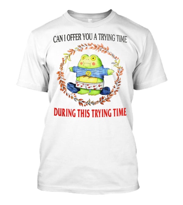 Can I Offer You A Trying Time During This Trying Time Funny Frog Meme T-Shirt