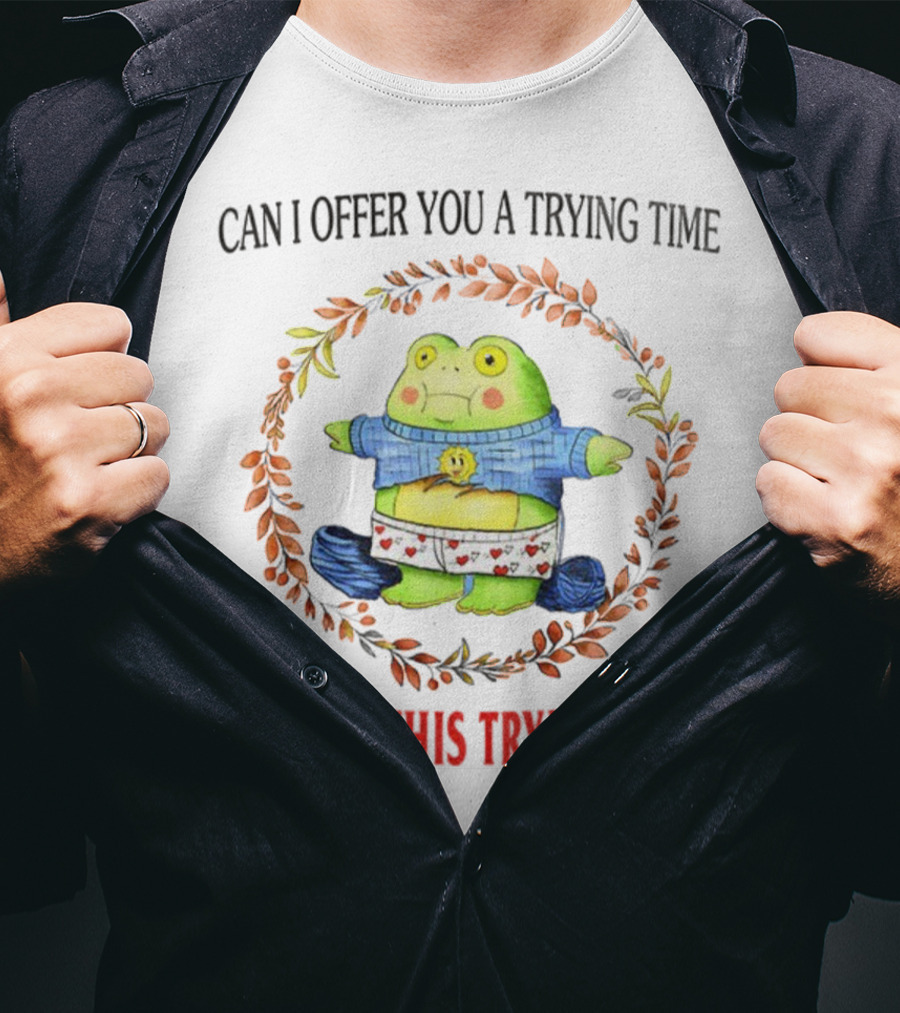 Can I Offer You A Trying Time During This Trying Time Funny Frog Meme T-Shirt