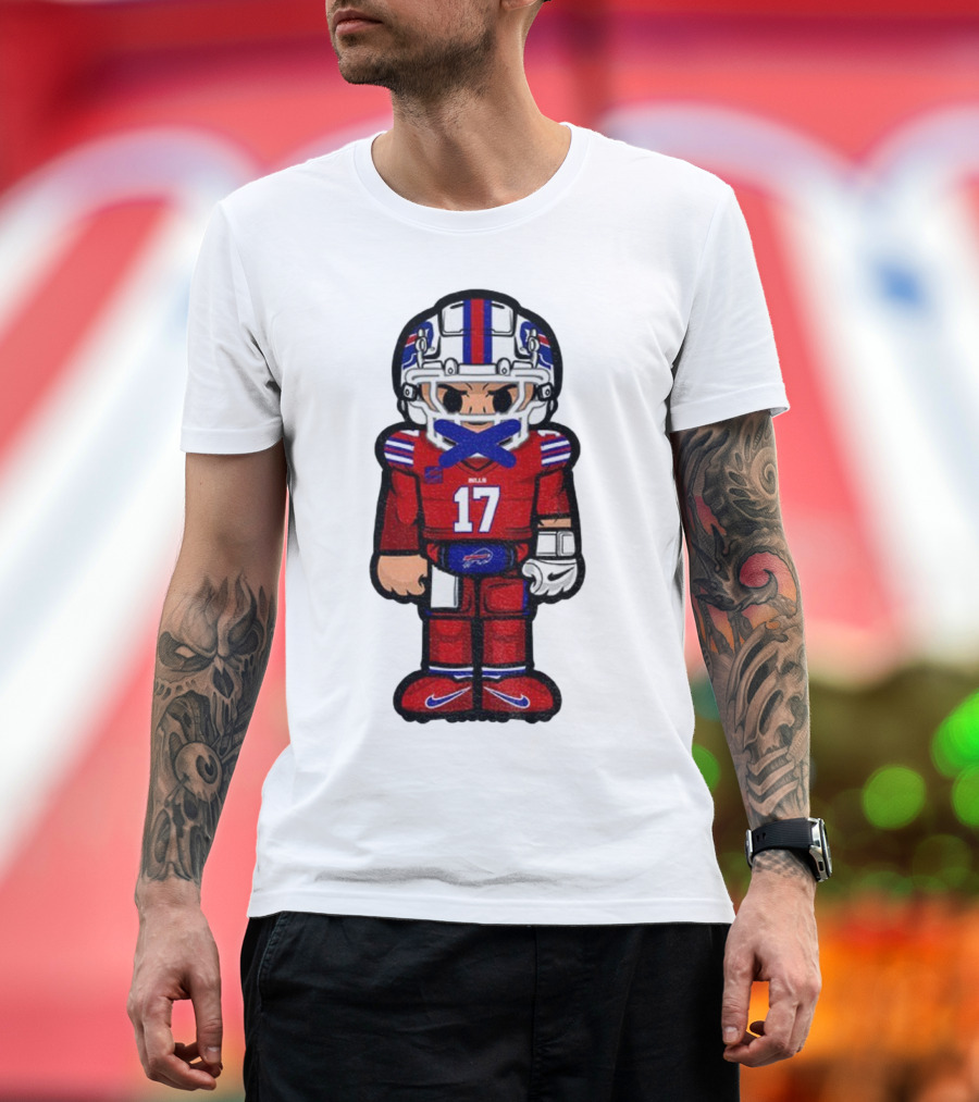 Buffalo Bills Josh Allen Cartoon NFL Football 2025 Number 17 T-Shirt