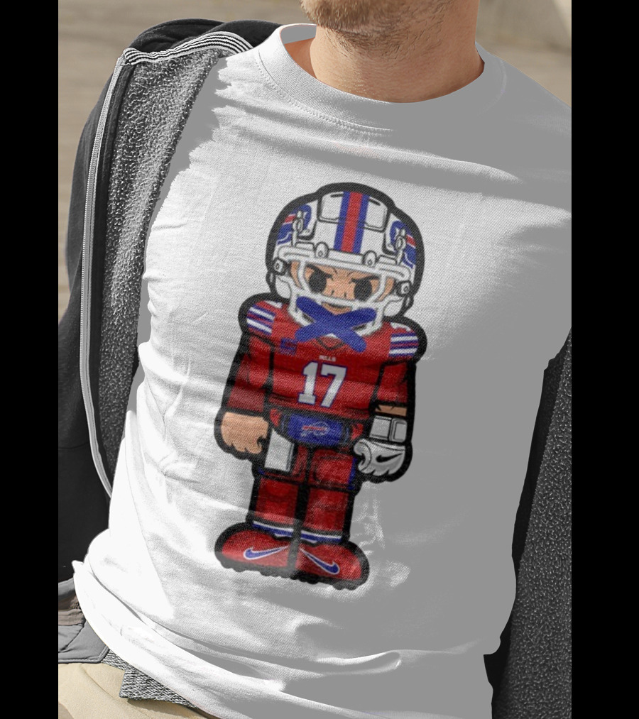 Buffalo Bills Josh Allen Cartoon NFL Football 2025 Number 17 T-Shirt