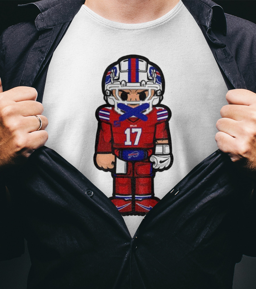 Buffalo Bills Josh Allen Cartoon NFL Football 2025 Number 17 T-Shirt