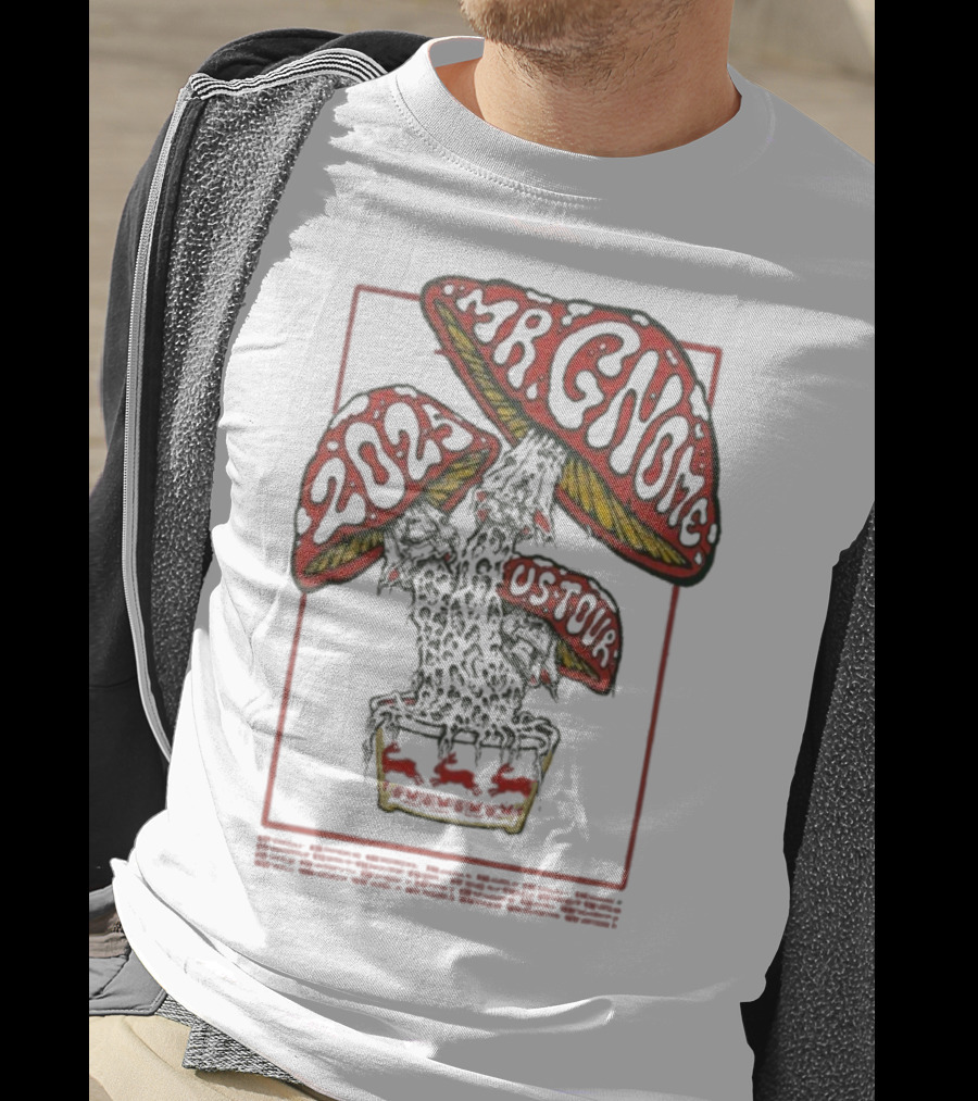 Mr. Gnome 2024 US Tour Mushroom Artwork Retro Psychedelic Print T-Shirt