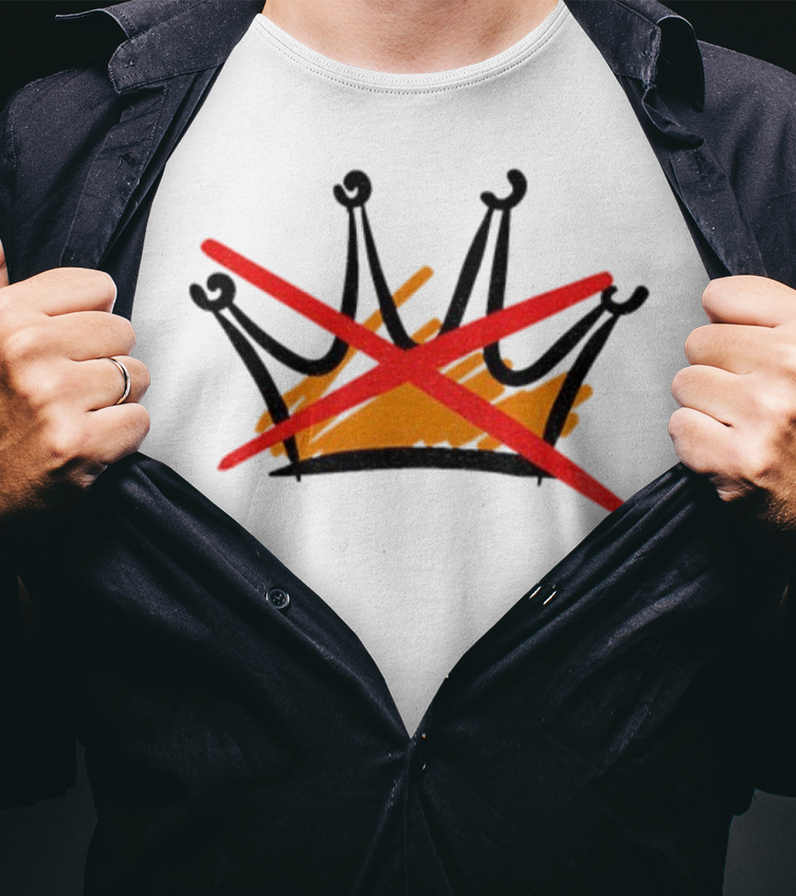 No Kings Symbol Strike Through Monarchy Protest T-Shirt