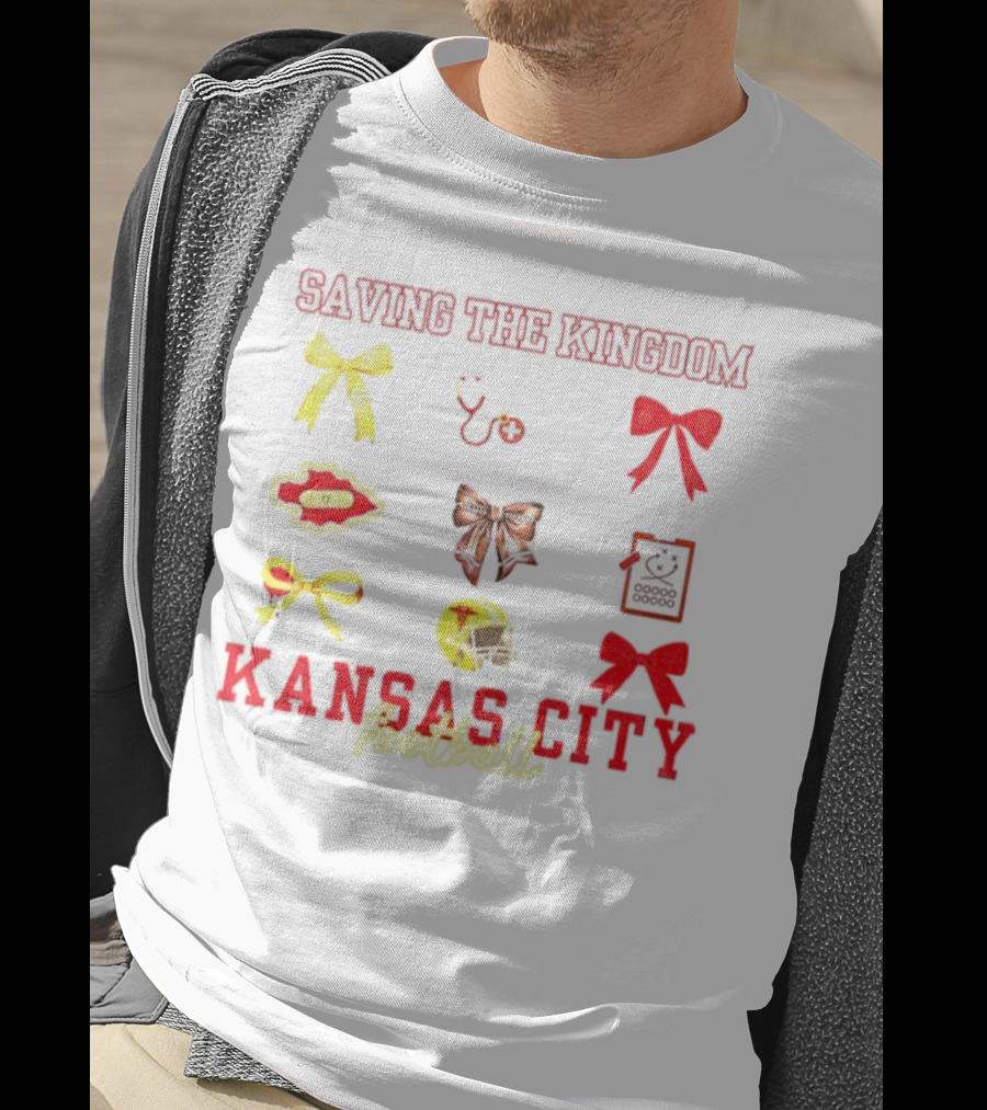 Saving The Kingdom Kansas City Football Bows Game Day Chiefs T-Shirt