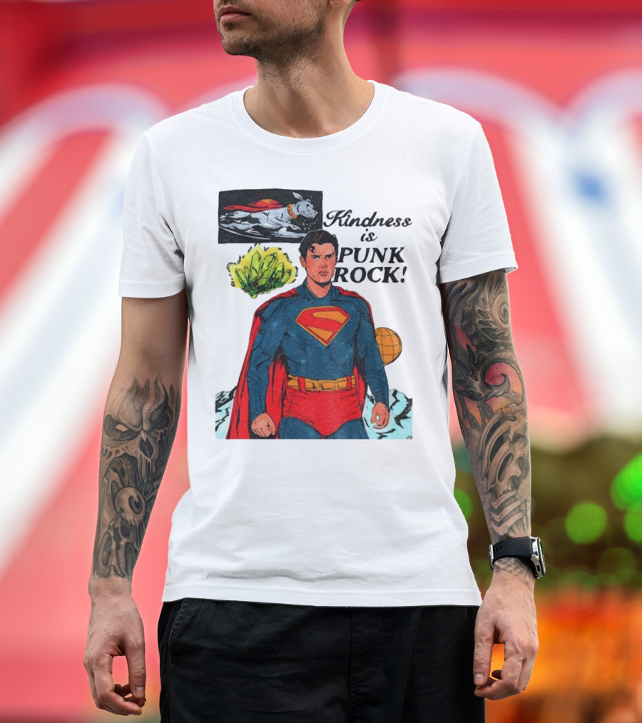 Superman DC Kindness Is Punk Rock Krypton Dog Caped Hero T-Shirt