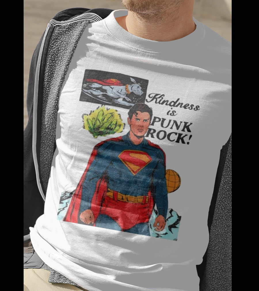 Superman DC Kindness Is Punk Rock Krypton Dog Caped Hero T-Shirt