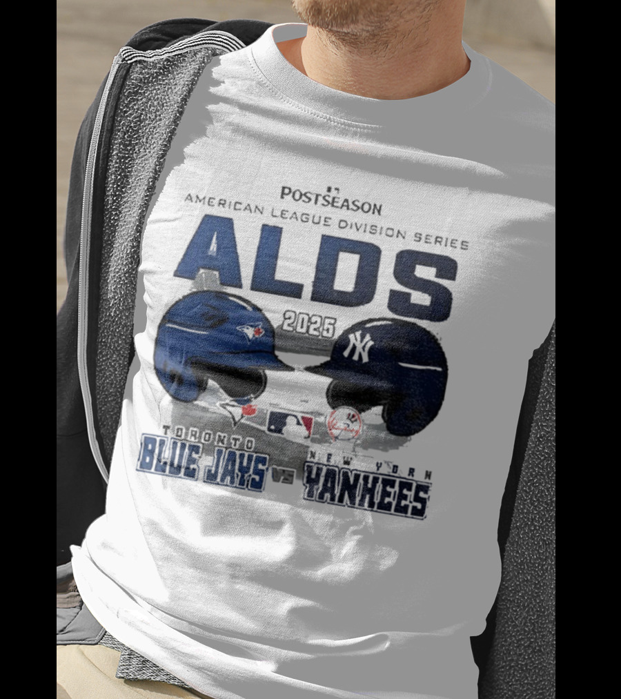 Toronto Blue Jays Vs New York Yankees 2025 ALDS MLB Postseason Helmets Bats Showdown T-Shirt