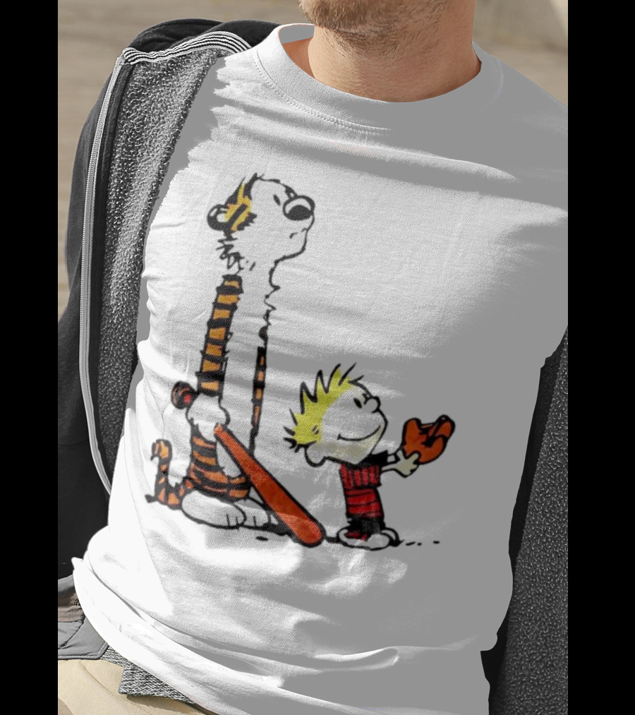 Calvin And Hobbes Baseball Glove And Bat Playtime T-Shirt