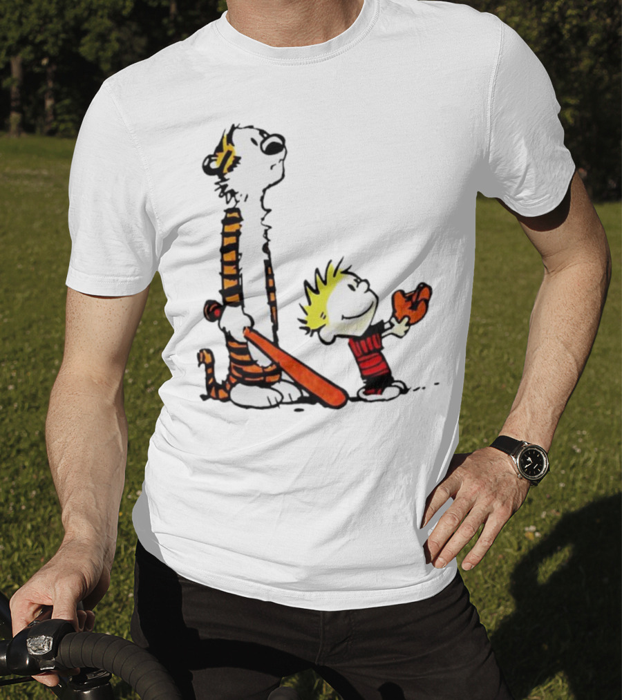 Calvin And Hobbes Baseball Glove And Bat Playtime T-Shirt