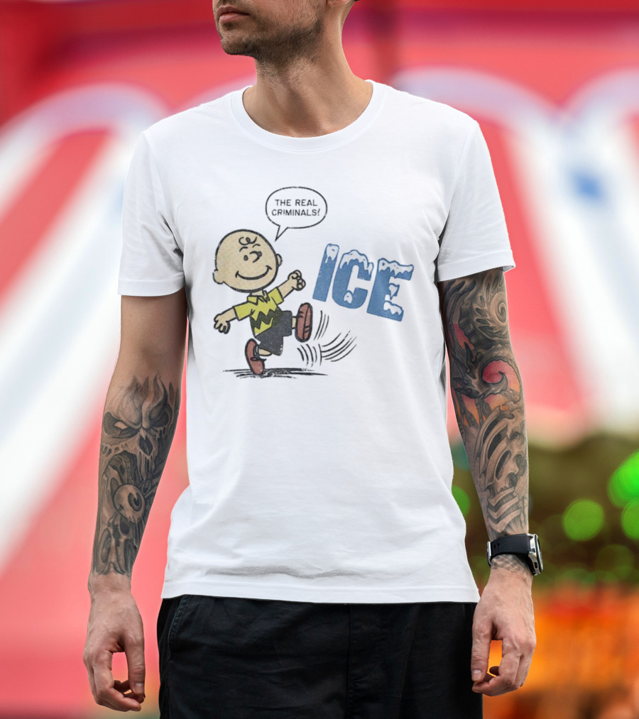 Charlie Brown Kicking The Real Criminals ICE T-Shirt